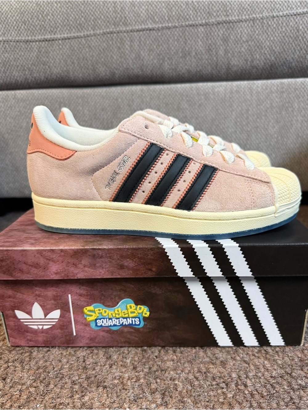 adidas Patrick Superstar (SpongeBob) Suede Sneakers in Light Pink, Women’s 5.5 - Picture 2 of 7